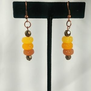Sparkling Rock Candy Jewels Dangling Earrings Retro Mod Colors